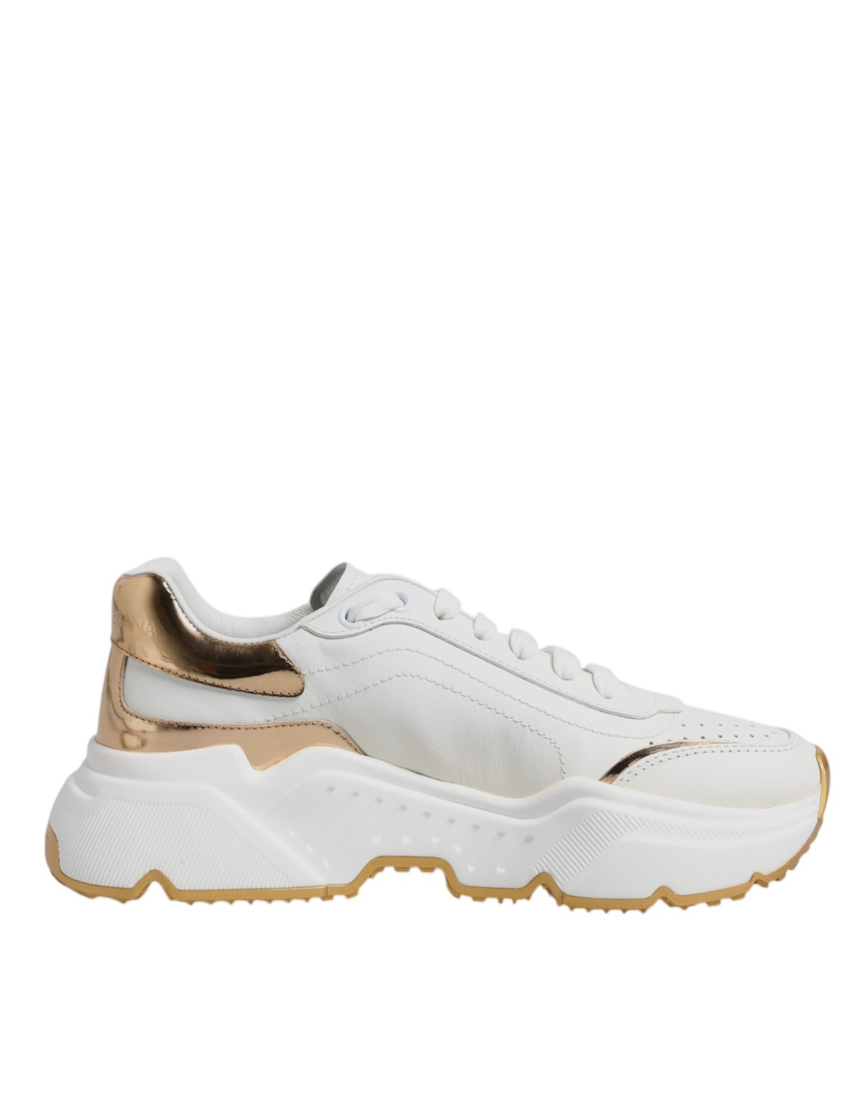 Dolce & Gabbana White Gold Daymaster Low Top Sneakers Women's Shoes Authentic