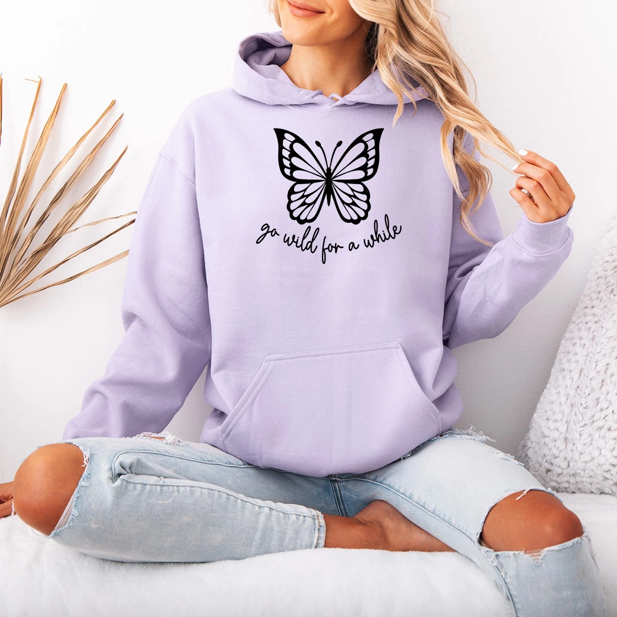 Go Wild For A While Womens Hoodie Butterfly Nature Gift For Her