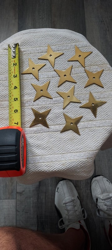 Qty 10 Vintage Small 2-1/4" Satin Brass Star Backplate for Drawer/Cabinet Knobs