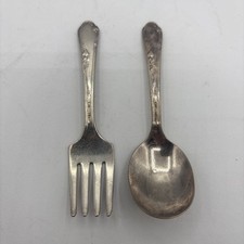 VINTAGE ONEIDA LTD SILVER PLATE 2 PIECE CHILD Baby flatware set SET fork spoon