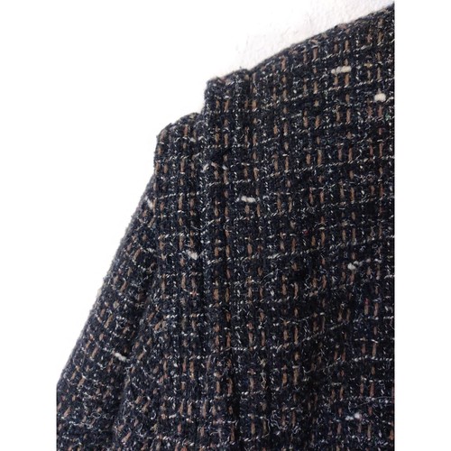 Vintage COSI Black Wool Blend Zip Front Long Sleeve Tweed Jacket Size L - Picture 3 of 12