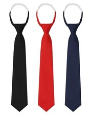 Black Tie for Women Pre-tied Adjustable Womens Ties 2.75" Skinny Black Red Navy