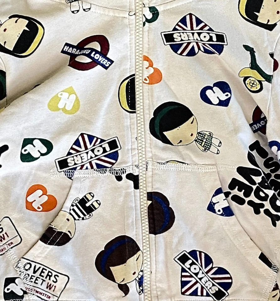 Sudadera con Capucha Harajuku Lovers Gwen Stefani Jóvenes Niñas Pequeña De Colección Cremallera Completa Foto 3 de 4