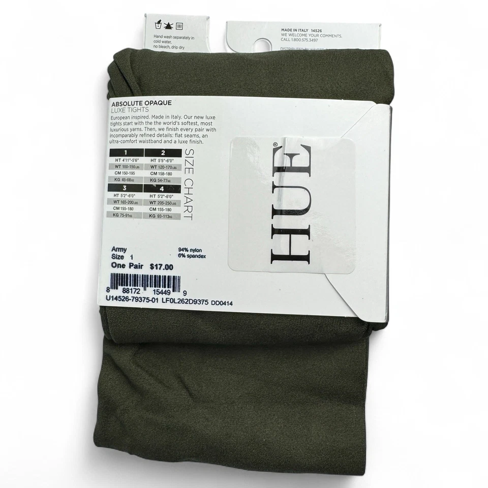 Medias HUE Absolute Opaque Luxe para mujer talla 1 verde militar nuevas con etiquetas Foto 3 de 4