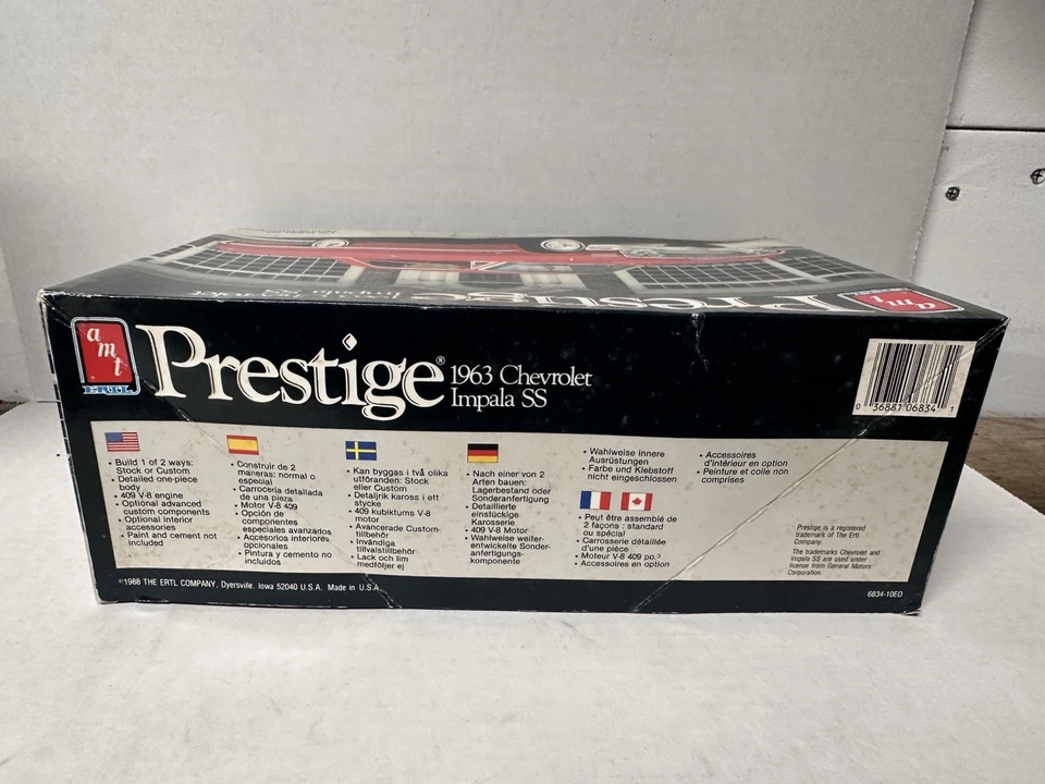AMT 1963 Chevrolet Impala SS Prestige 1:25 Model Kit #6834 1988 NEW IN OPEN BOX - Image 4 of 4