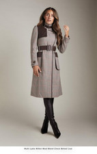 £999 - New - Karen Millen - Lydia Millen Wool Check Belted Coat - Uk Size 14