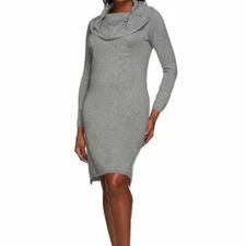 H by Halston Loose Cowl Neck Long Sleeve Knit Dress-Heather Granite-Med-A271087