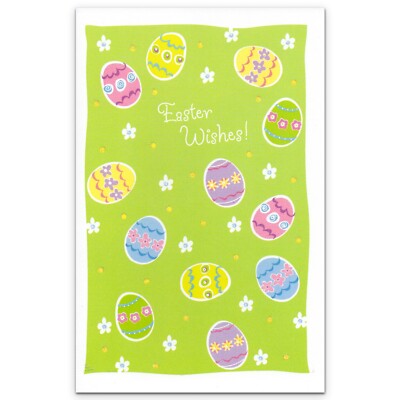 Playful EASTER Card, Eggs, Flowers, Green, by FREEDOM GREETINGS + Envelope