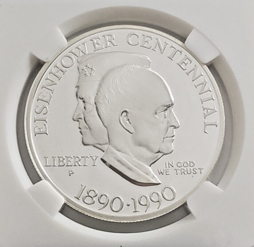 1990-P Eisenhower Commemorative Silver Proof Dollar with Stamps - Nice! W9 - Picture 4 of 10
