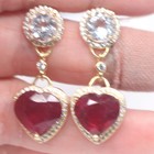 Cubic Zirconia Earrings 925 Sterling Silver Heated Gemstone Red Ruby, Topaz &