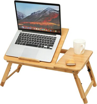 Bamboo Folding Laptop Stand Adjustable Angle Bed Breakfast Tray Table  Macbook PC | eBay.de