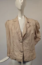 FINE EDWARDIAN CROP RAW SILK JACKET W INVERTED PLEAT DESIGN