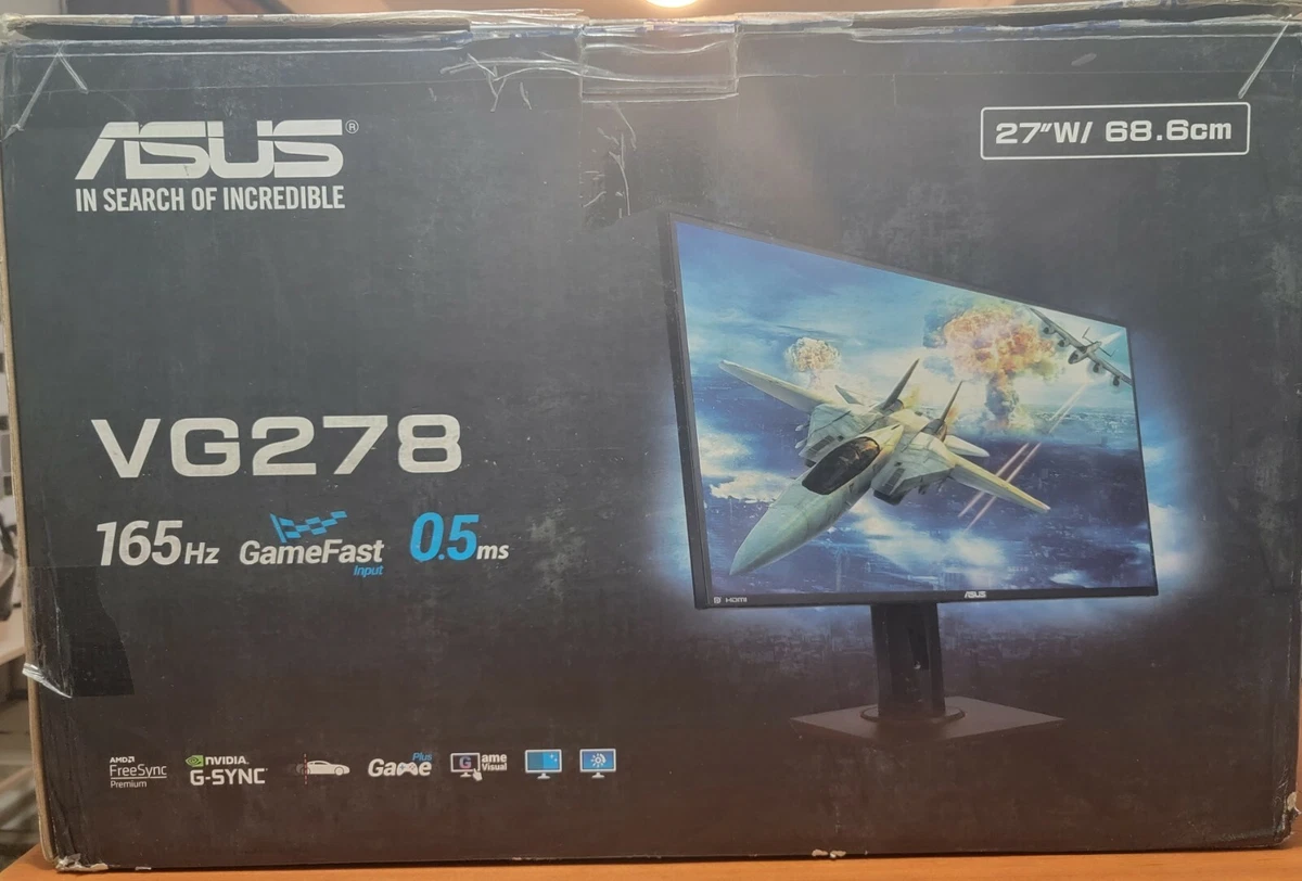 ASUS VG278QR 27” Gaming Monitor 165Hz Full HD (1920 x 1080) 0.5ms G-SYNC  Eye Care DisplayPort HDMI DVI, Black