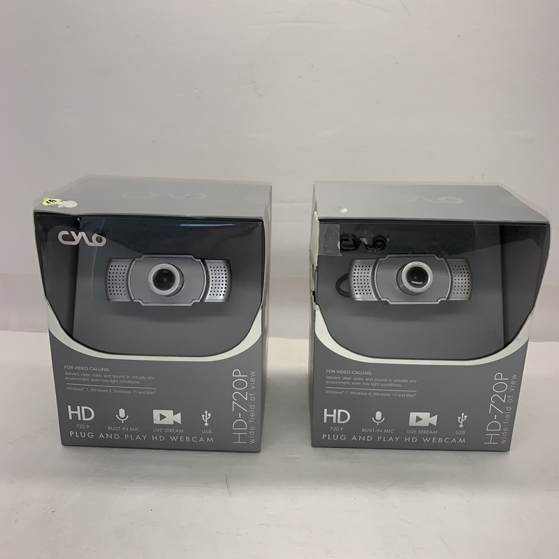 CYLO HD 720P PRO WEBCAM Video Streaming Windows 10, MAC Zoom Skype-Lot Of 2