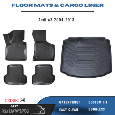 Car Floor Mats & Trunk Cargo Liner for Audi A3 2004-2013 3D TPE FULL Set