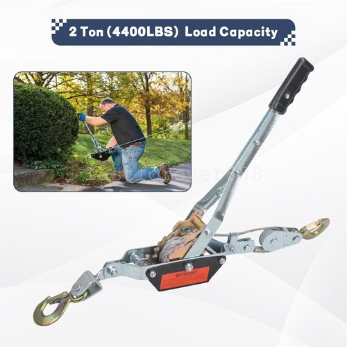 Dual Gear Power Puller UK Heavy Duty 2 Hook Cable Puller Hand Winch 2 Ton - Picture 2 of 13