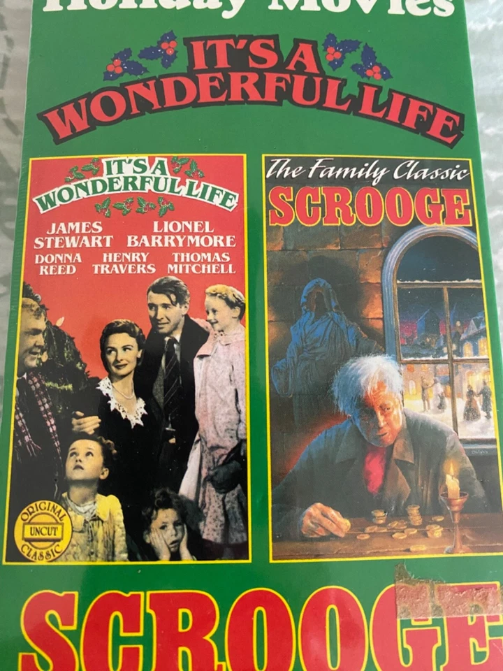 1991 Holiday VHS 2 Movie Set Scrooge and It's A Wonderful Life Boxed Set Sealed - Image 2 of 4