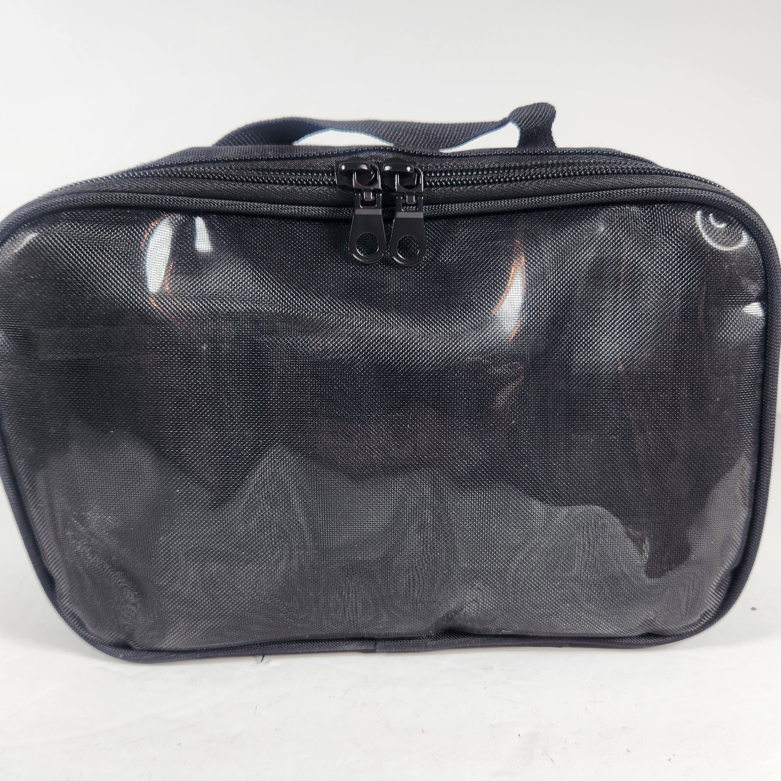 Travel Cosmetic Makeup Bag Black Mesh Zipper Hanging Organizer  10" X 6"