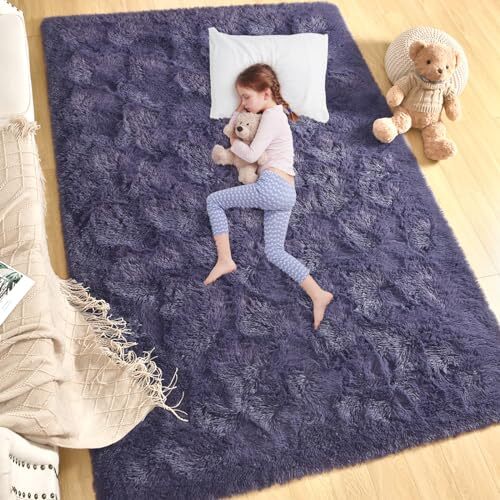 Ultra Soft Rugs for Bedroom Fluffy Shag Area Rugs for 9x12 Feet Grey
