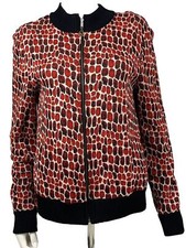 ST. John Sport By Marie Gray Women's Red Black Full Zip Jacket Sz Large USA MADE