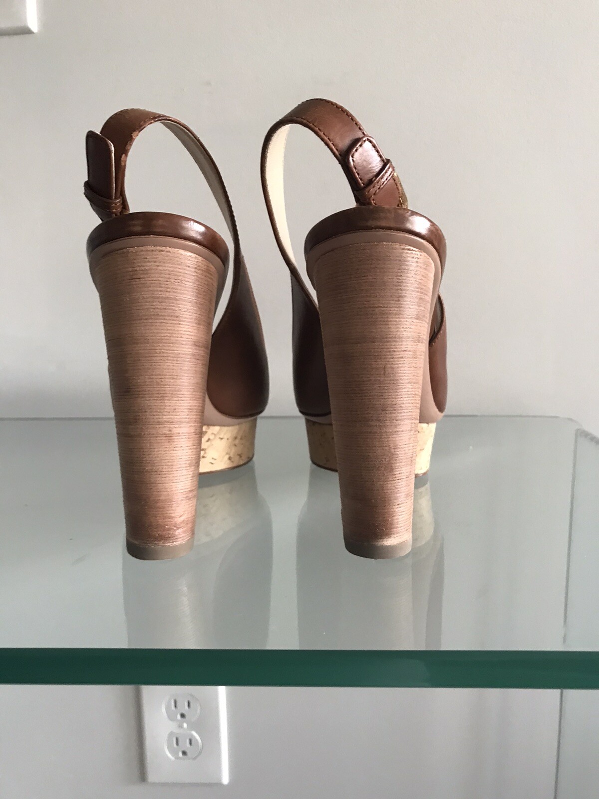 AUTHENTIC PRADA LEATHER HEELS PLATFORM SANDALS SI… - image 6