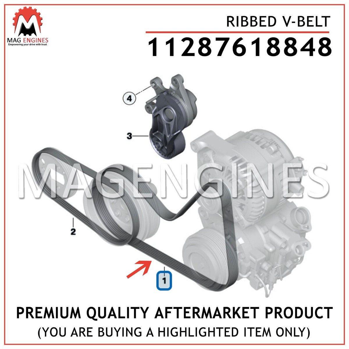 11287618848 V-RIBBED BELT N20 N26 FOR BMW 220i 228i 228iX X1