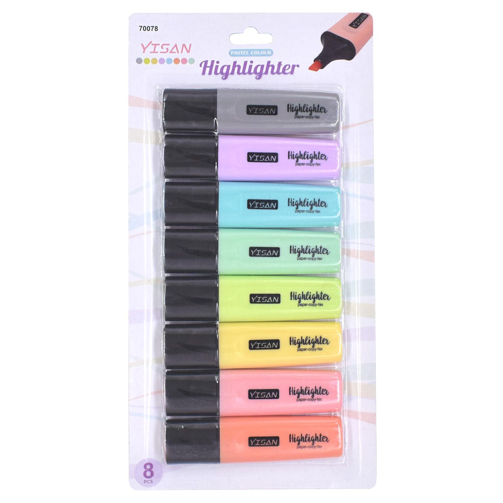 Highlighters Pastel MarkersChisel Tip 8 Assorted Colors Pens SetJournaling fo...-image