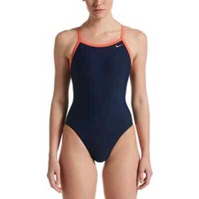 Nike Women's Solid Navy Blue Racerback One Piece Swimsuit L10513 Size 32 / 6