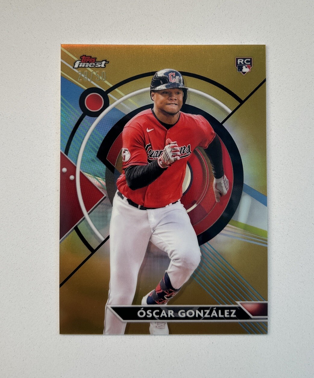 2023 Topps Finest -   Gold Refractor #38 Oscar Gonzalez /50 SP RC