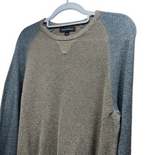 Suéter Pullover de Algodón Banana Republic Delgado Gris Tostado Cuello Redondo Para Hombre Talla M
