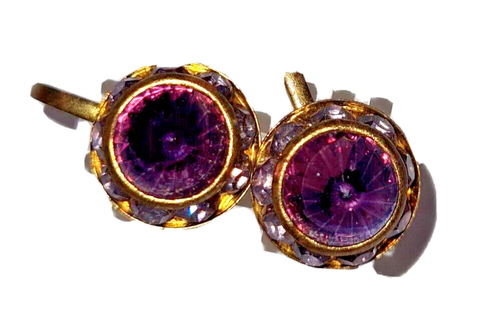 Vintage Vintage amethyst Rhinestone Made in Austria Screw on Earrings 1 4