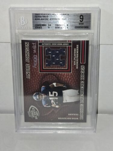 2003 Playoff Rookie Hogg Heaven Wild ANDRE JOHNSON Jersey Rookie Card BGS 9 - Picture 2 of 4
