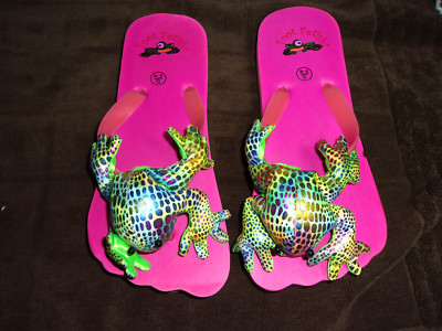 BEAN BAG FROG FLIP FLOPS SIZE WOMEN'S SMALL (5-6) NEW BY FOOT FETISH