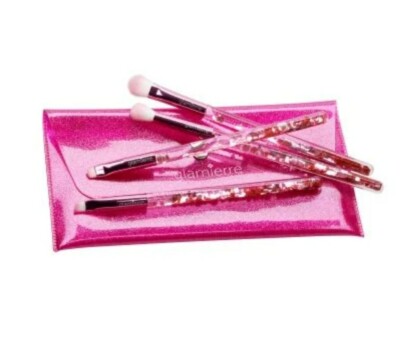 Glamierre Pink Luxe Glitter Eye Brush Collection Floating 4 Pc Set Makeup tools
