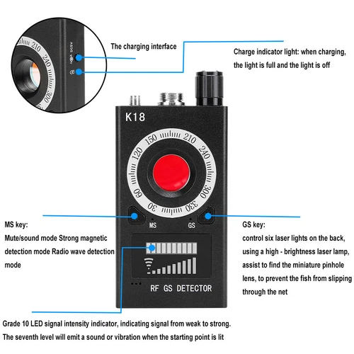 AU Anti Spy Bug Detector Hidden Camera RF GPS Signal Listening Device Scanner - Picture 12 of 14