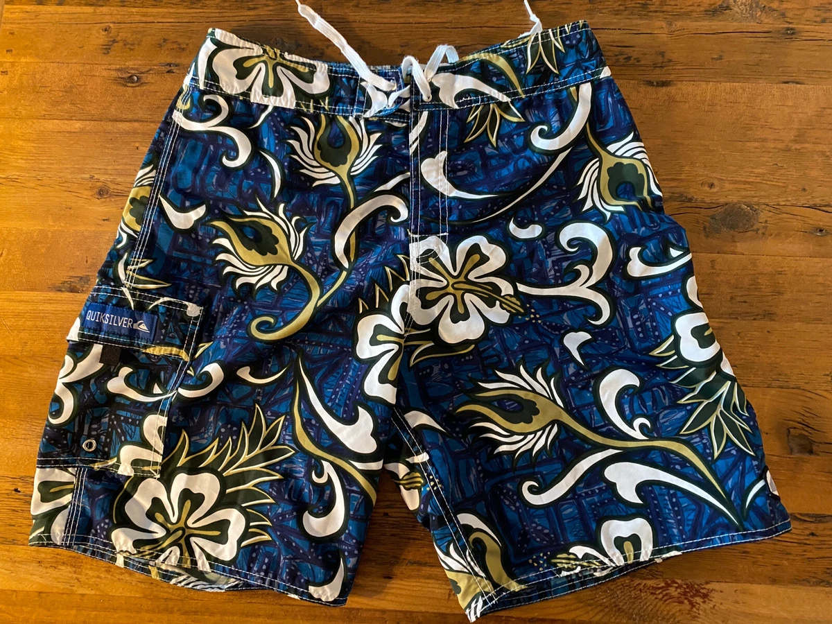 Quiksilver Mens Size 32 Dark Blue Floral Print Board Shorts