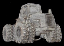COOL LARGE 3D TRACTOR BELT BUCKLE VINTAGE 1979 INDIANA METALCRAFT PEWTER US MADE