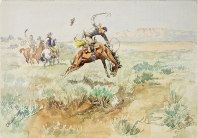 Bronco Busting Art Print Charles M. Russell 1895 American West Decor