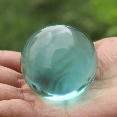 Lab Created Aquamarine Polished 600CT Obsidian Crystal Ball Divination Feng Shui - Picture 4 of 9