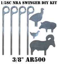 3/8" AR500 1/5sc NRA/IHMSA Metallic Silhouette Steel Target Swingers for 1" Pipe