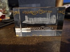 Warwick Castle Engraved Glass Paperwieght With Box