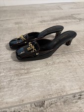 Vintage Louis Vuitton Black Patent Leather Mules Heel Size EU 37 US 6.5