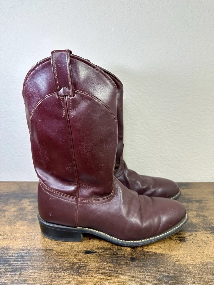 Botas vaqueras occidentales vintage Laredo para mujer talla 8,5 cuero borgoña Roper EE. UU. Foto 2 de 4