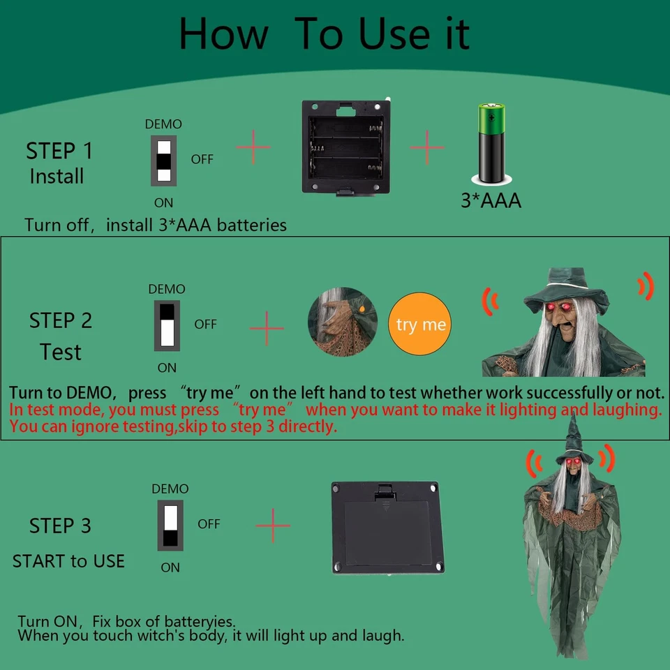 Halloween Dekoration Outdoor Halloween Animatronics Bewegung aktiviert 6 Fuß Cre... - Bild 3 von 4