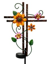 Cross Outdoor Solar Garden Lights Decorative Metal Cross Garden Stake Light w...