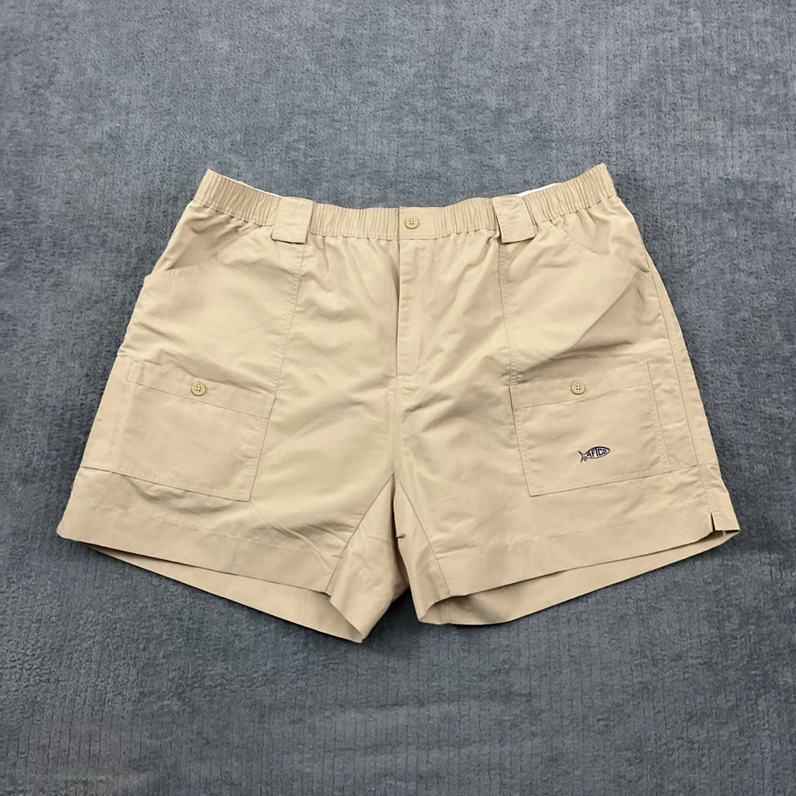 Aftco Shorts Mens 46 The Original Fishing Shorts Hiking Nylon Preppy Casual Tan