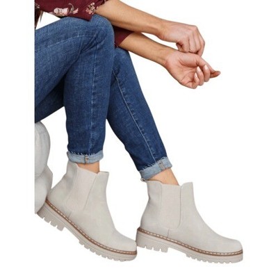 Enzo Tesoti Chelsea Cream Vegan Suede Leather Boots 40 Womens 9.5 Vanilla Girl