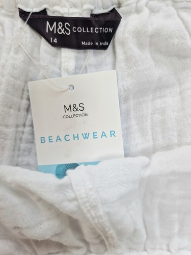 White Cheesecloth Beach Shorts, Embroidered, M&S, Size 14, BNWT RRP £27.50 - Picture 4 of 7