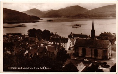 PC INVERARAY LOCH FYNE VOM GLOCKENTURM ECHTFOTO SCHOTTLAND (u15755)