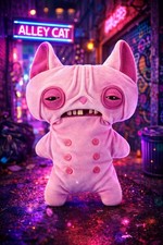 Official Fuggler Ugly Tooth Monster 9" Alley Cats Series Little Hairless Catpink